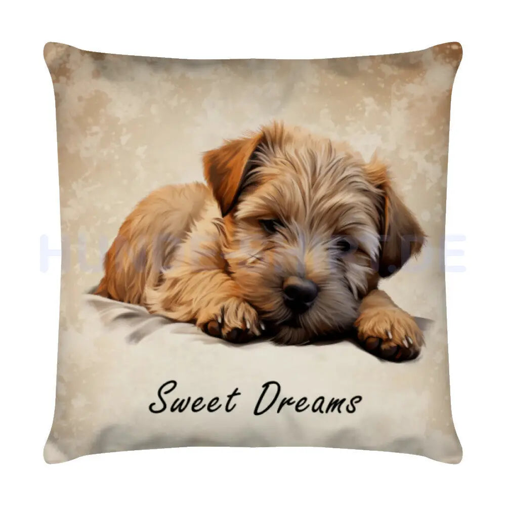 Kissen "Norfolk Terrier - Sweet Dreams" Weiß – hunde-shirt.de