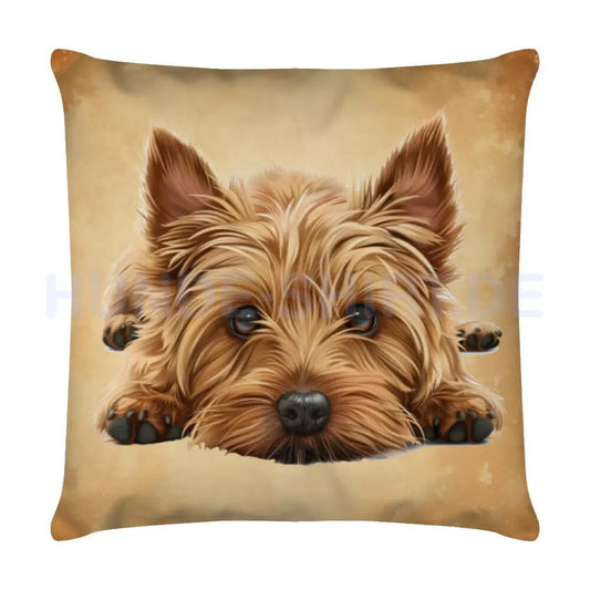 Kissen "Norwich Terrier - Pause" Weiß – hunde-shirt.de