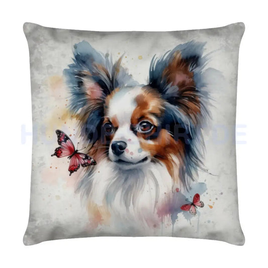 Kissen "Papillon - Blick" Weiß – hunde-shirt.de