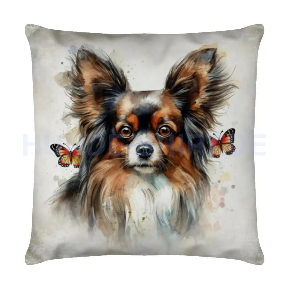 Kissen "Papillon - Portrait" Weiß – hunde-shirt.de