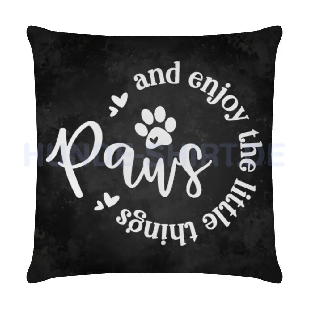 Kissen "Paws black" Weiß – hunde-shirt.de