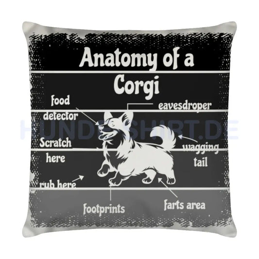 Kissen "Pembroke Welsh Corgi - Anatomy" Weiß – hunde-shirt.de