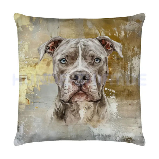 Kissen "Pit Bull gold" Weiß – hunde-shirt.de