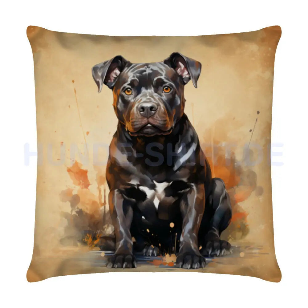 Kissen "Pit Bull - Herbst" Weiß – hunde-shirt.de