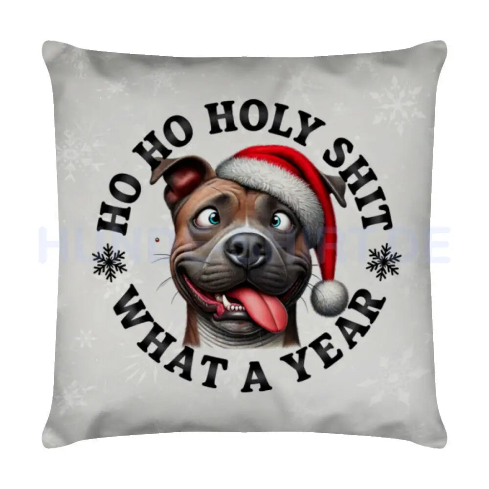 Kissen "Pit Bull - HO HO..." Weiß – hunde-shirt.de