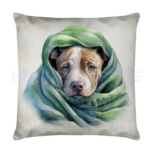 Kissen "Pit Bull - Kuscheln" Weiß – hunde-shirt.de