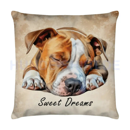 Kissen "Pit Bull - Sweet Dreams" Weiß – hunde-shirt.de