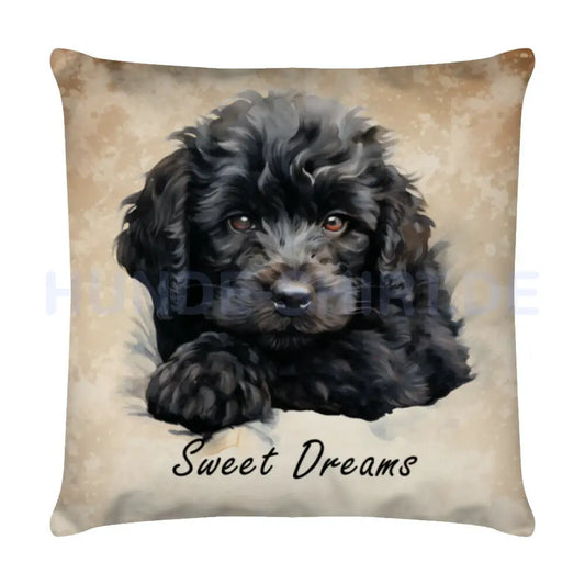 Kissen "Pudel - Sweet Dreams" Weiß – hunde-shirt.de