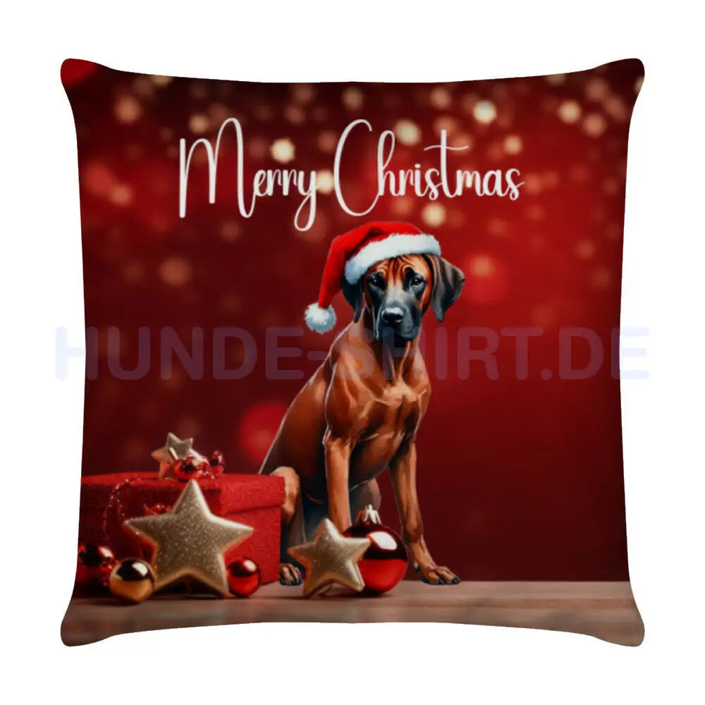 Kissen "Rhodesian Ridgeback - Merry Christmas" Weiß – hunde-shirt.de