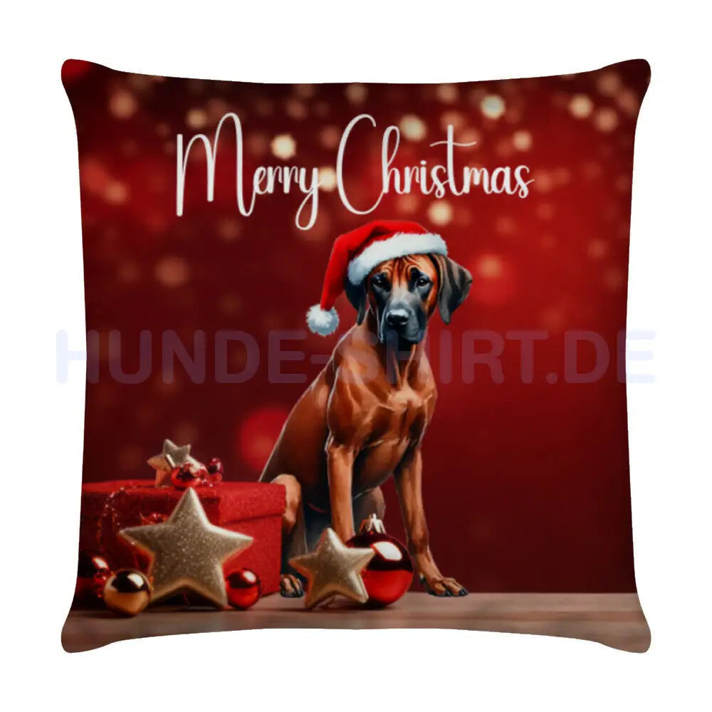 Kissen "Rhodesian Ridgeback - Merry Christmas" Weiß – hunde-shirt.de