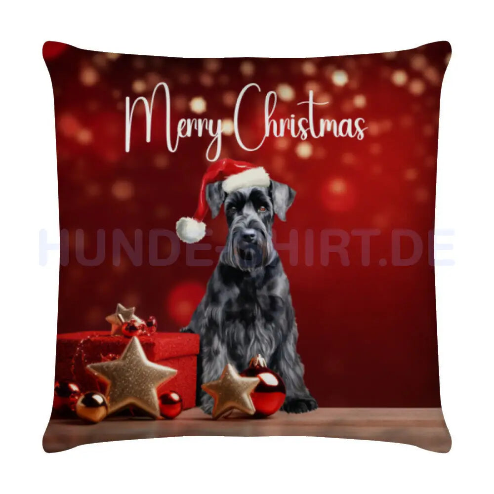 Kissen "Riesenschnauzer - Merry Christmas" Weiß – hunde-shirt.de