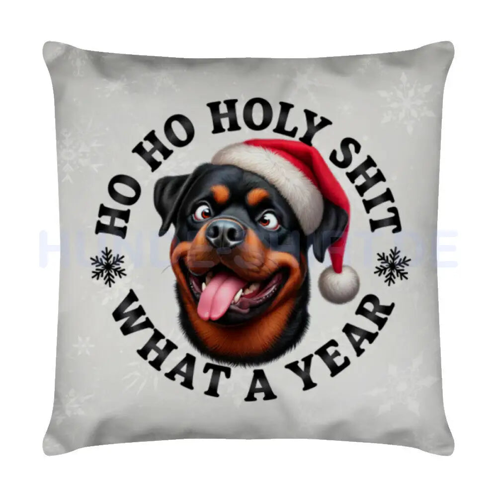 Kissen "Rottweiler - HO HO..." Weiß – hunde-shirt.de