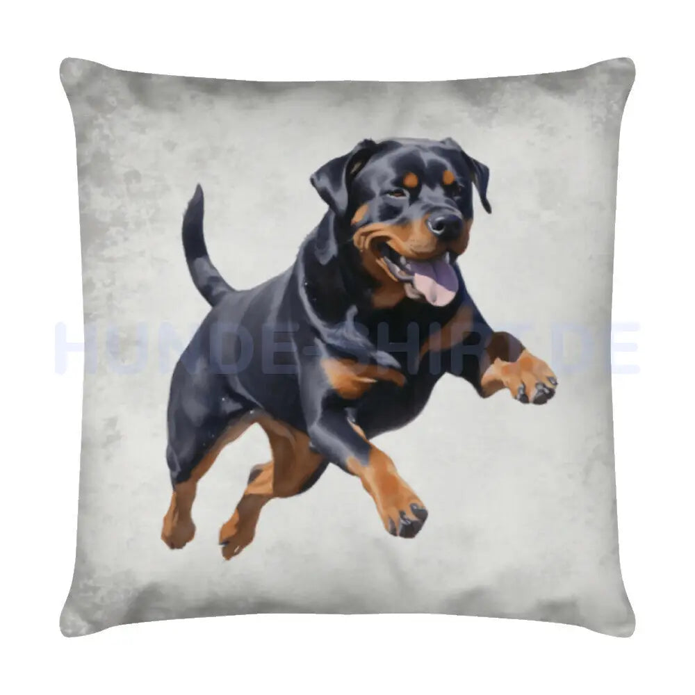 Kissen "Rottweiler - Jump" Weiß – hunde-shirt.de