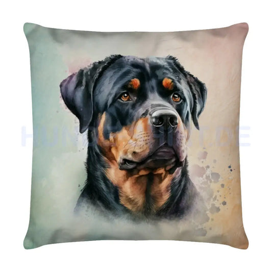 Kissen "Rottweiler Portrait" Weiß – hunde-shirt.de