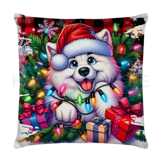 Kissen "Samoyed - Funny Christmas" Weiß – hunde-shirt.de