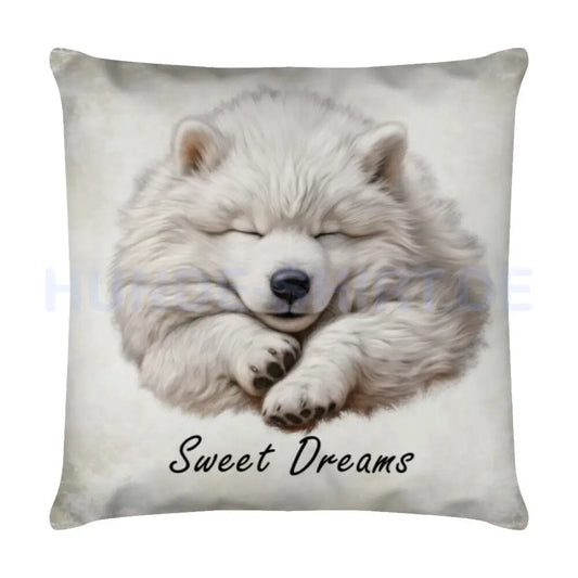 Kissen "Samoyed - Sweet Dreams" Weiß – hunde-shirt.de