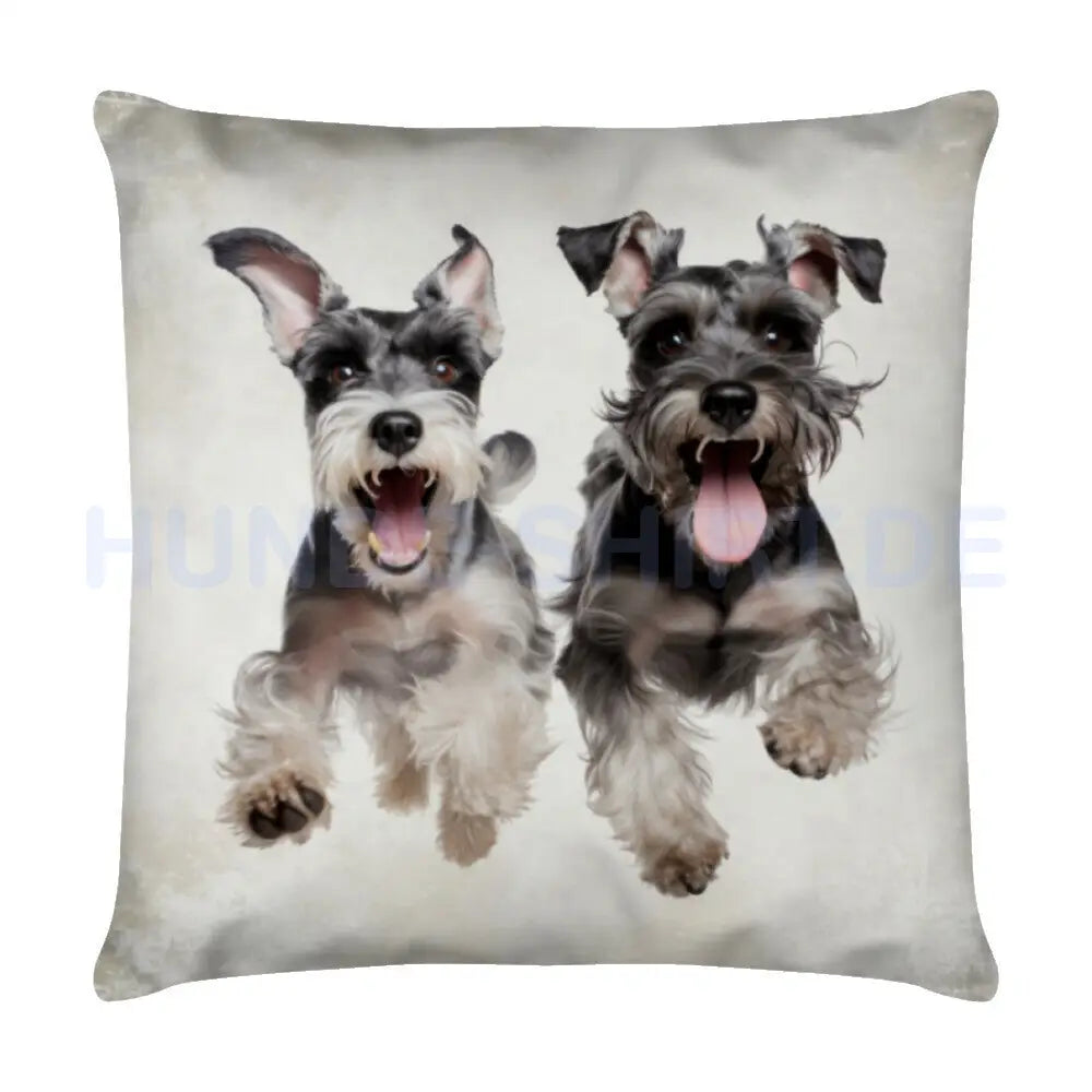 Kissen "Schnauzer - Jump" Weiß – hunde-shirt.de