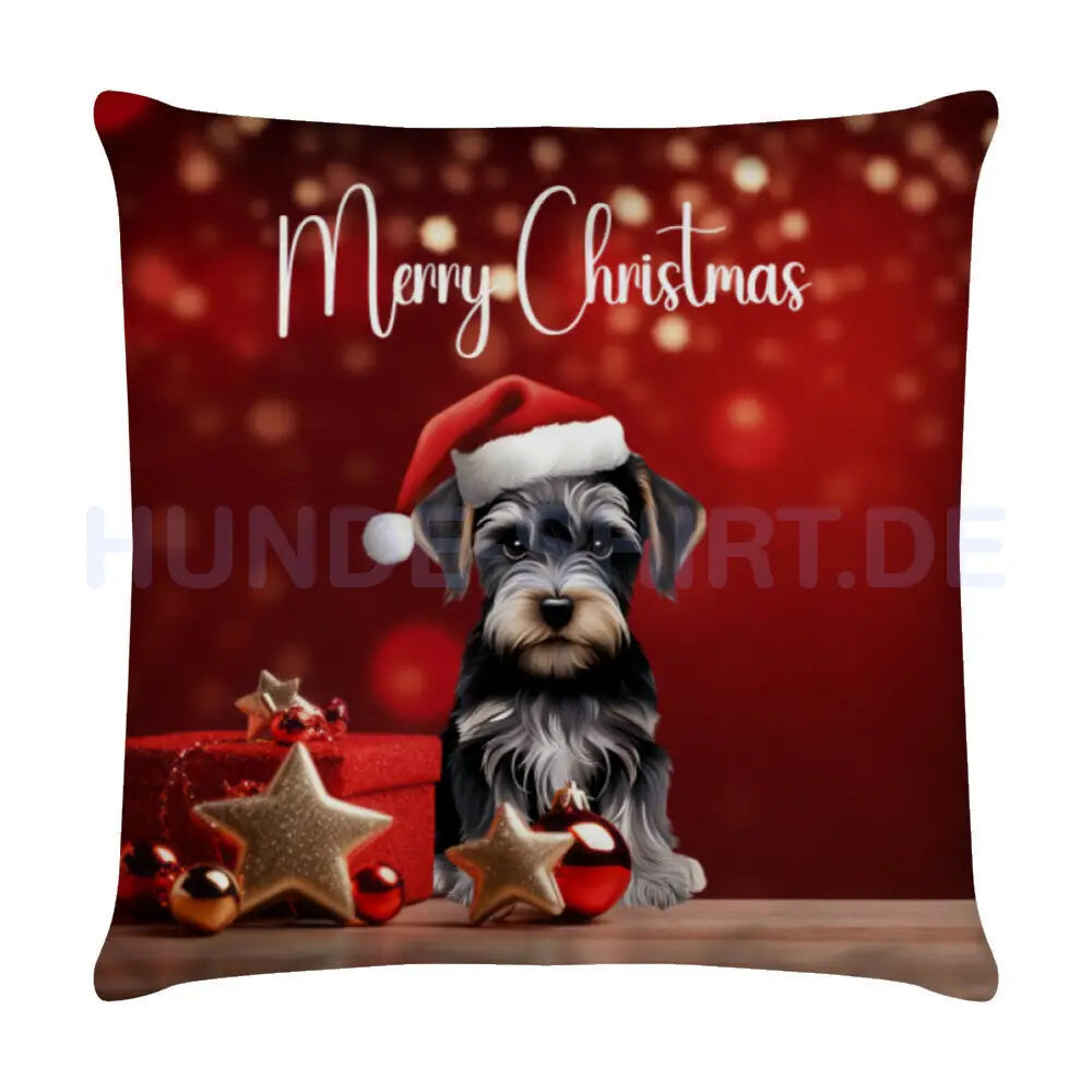 Kissen "Schnauzer - Merry Christmas" Weiß – hunde-shirt.de