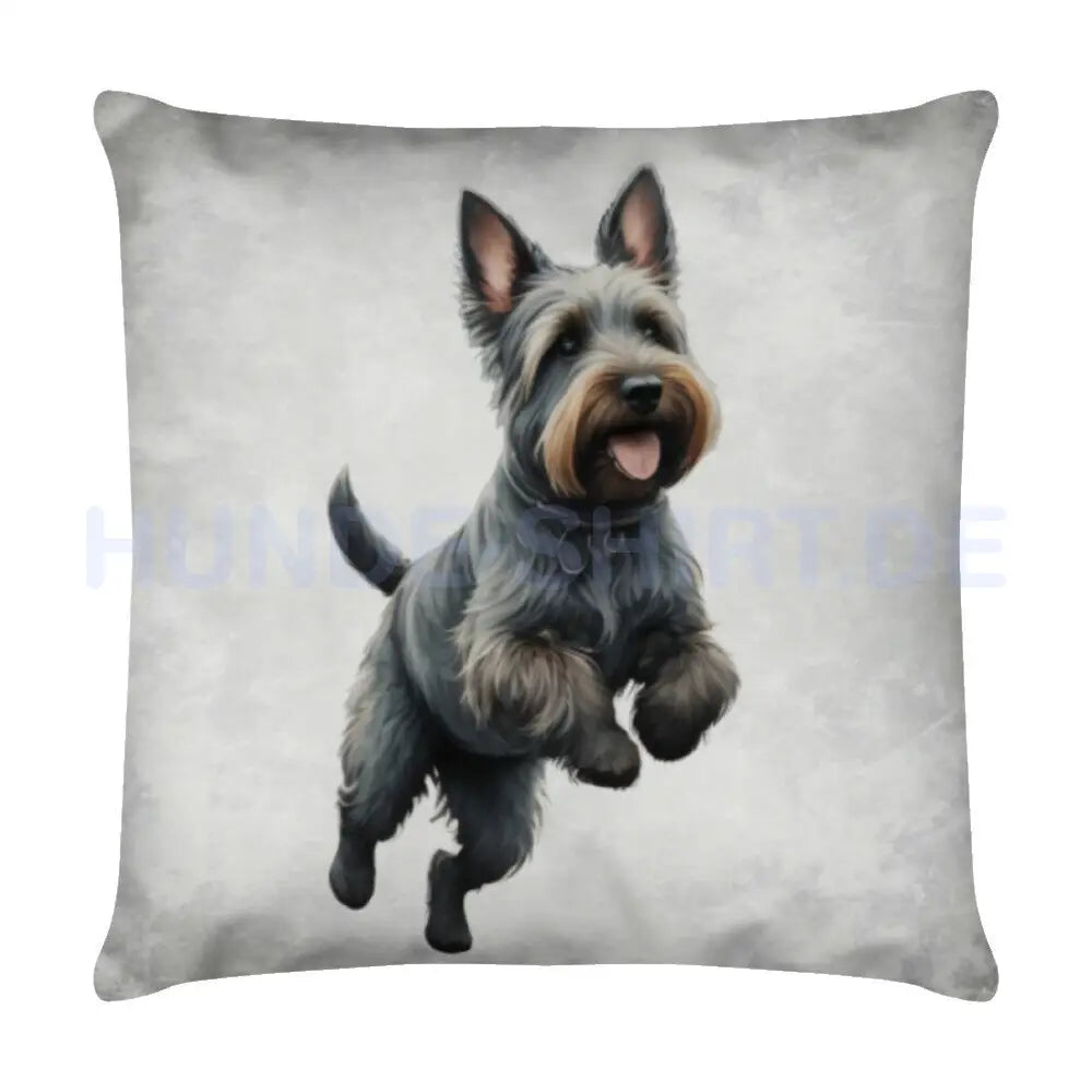 Kissen "Scottish Terrier - Jump" Weiß – hunde-shirt.de