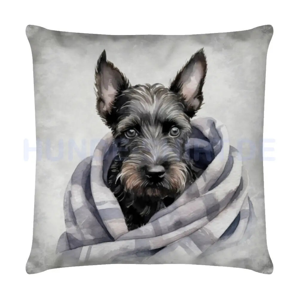 Kissen "Scottish Terrier - Kuscheln" Weiß – hunde-shirt.de