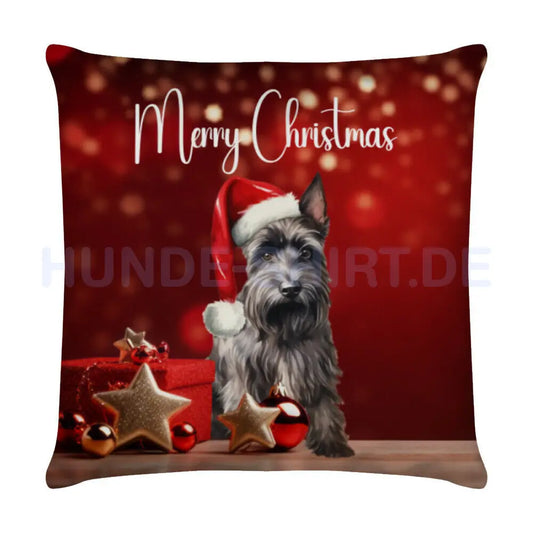 Kissen "Scottish Terrier - Merry Christmas" Weiß – hunde-shirt.de