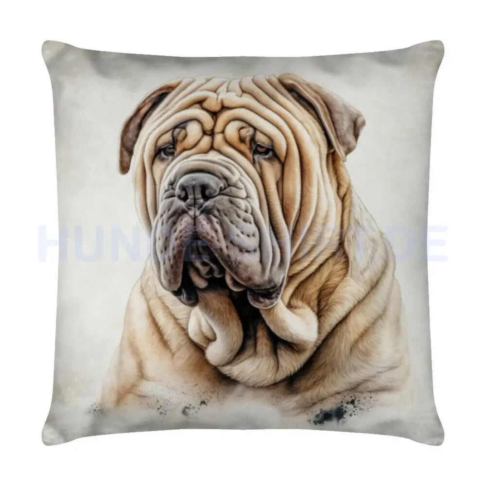 Kissen "Shar Pei - Blick" Weiß – hunde-shirt.de