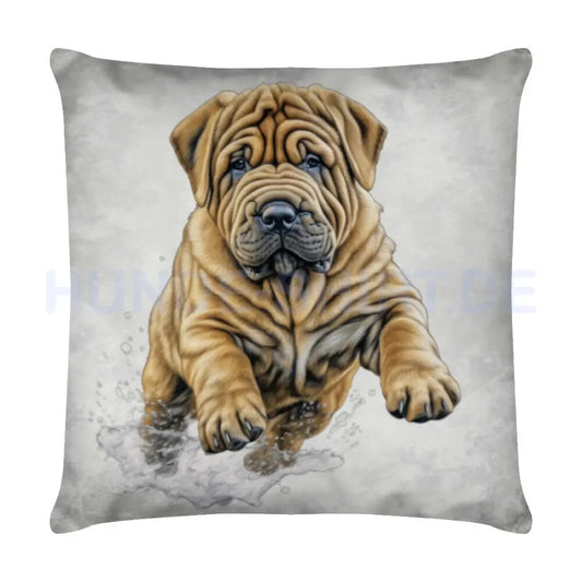 Kissen "Shar Pei - Jump" Weiß – hunde-shirt.de