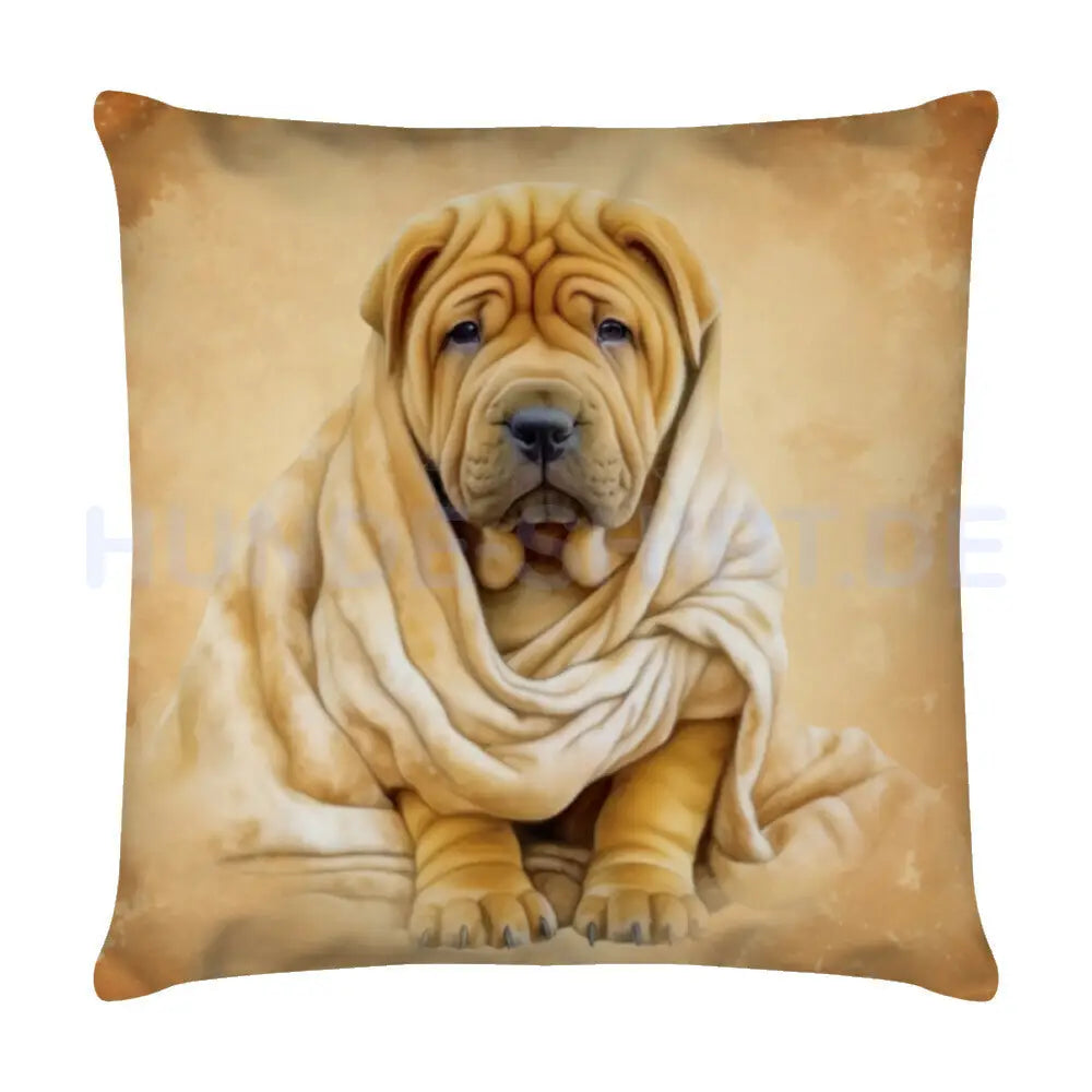 Kissen "Shar Pei - Kuscheln" Weiß – hunde-shirt.de