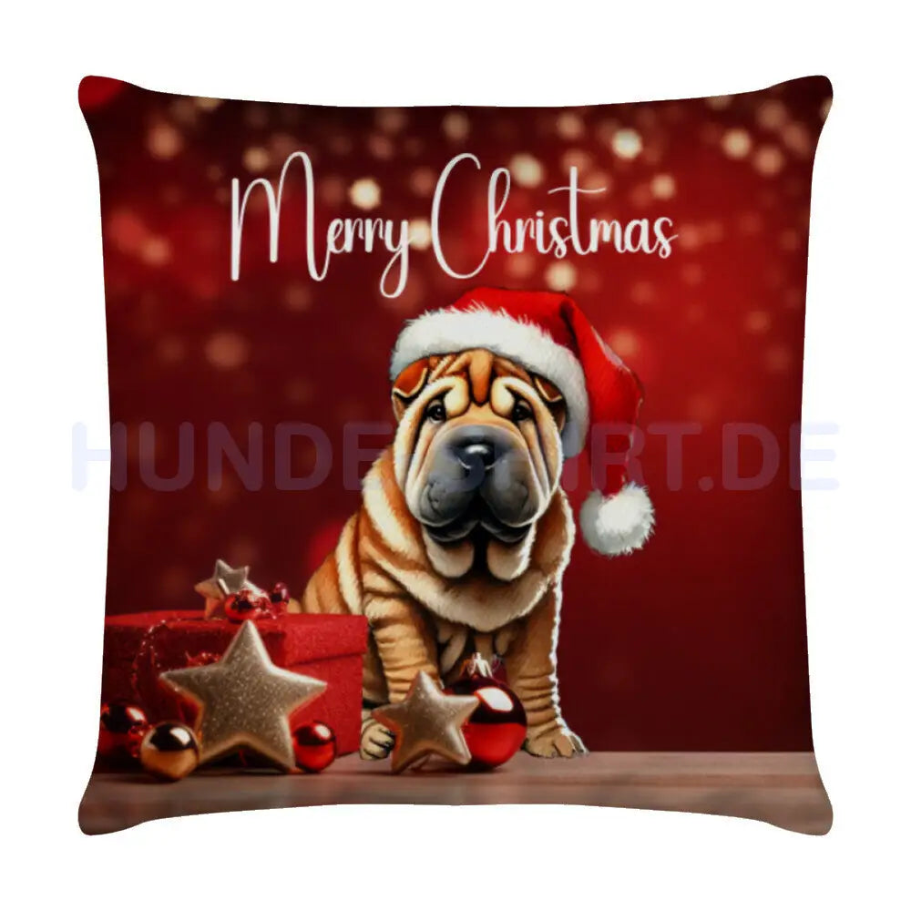 Kissen "Shar Pei - Merry Christmas" Weiß – hunde-shirt.de