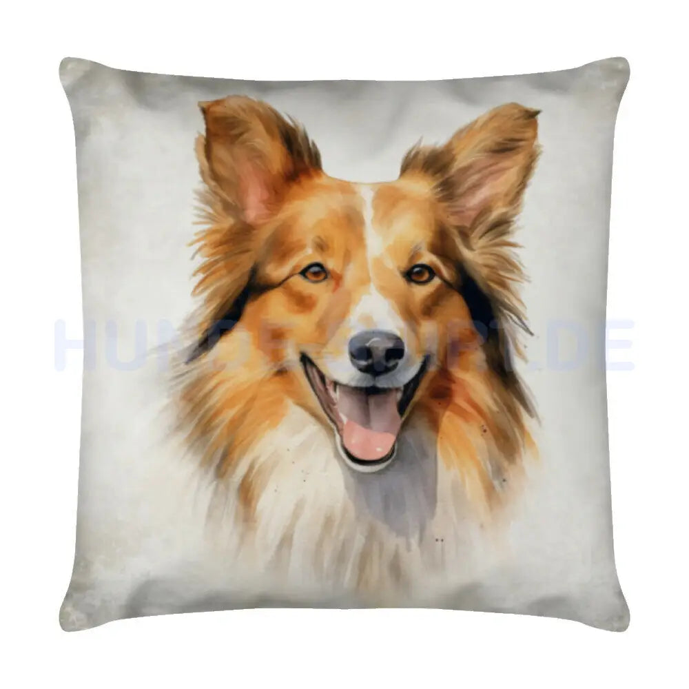 Kissen "Sheltie - Blick" Weiß – hunde-shirt.de