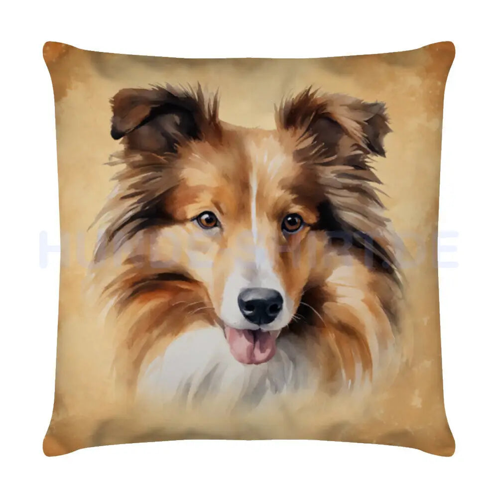 Kissen "Sheltie - Braun" Weiß – hunde-shirt.de