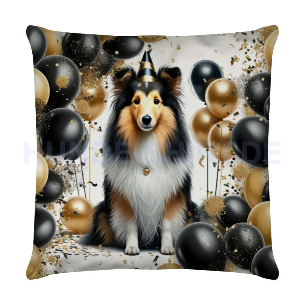 Kissen "Sheltie - Geburtstag" Weiß – hunde-shirt.de