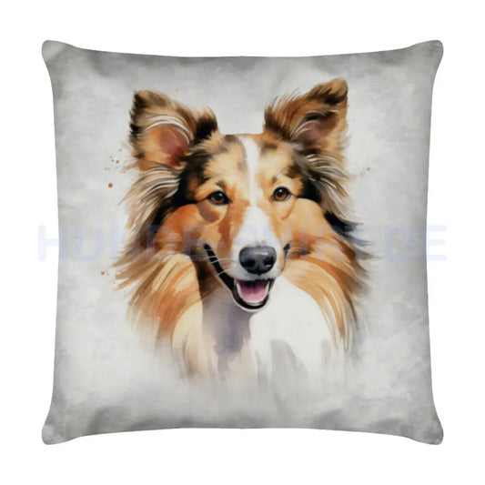 Kissen "Sheltie - Grau" Weiß – hunde-shirt.de