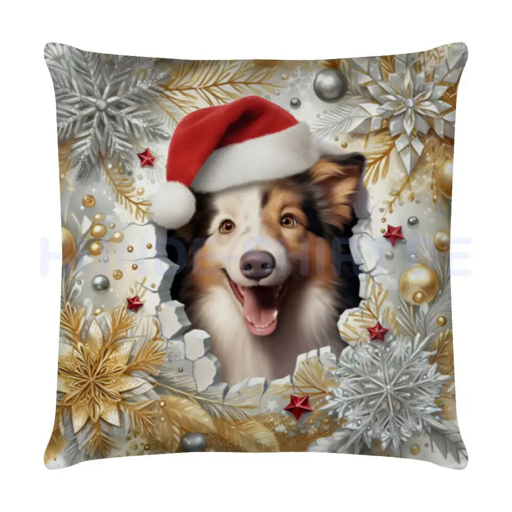 Kissen "Sheltie - Weihnachten" Weiß – hunde-shirt.de