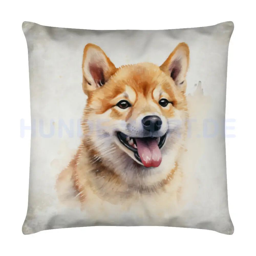 Kissen "Shiba Inu - Happy" Weiß – hunde-shirt.de