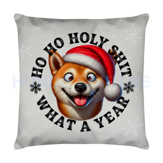 Kissen "Shiba Inu - HO HO..." Weiß – hunde-shirt.de