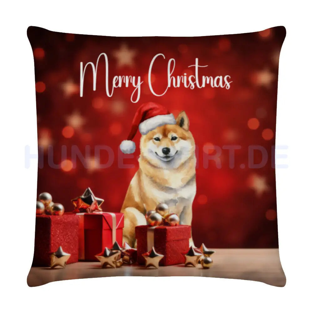 Kissen "Shiba Inu - Merry Christmas" Weiß – hunde-shirt.de