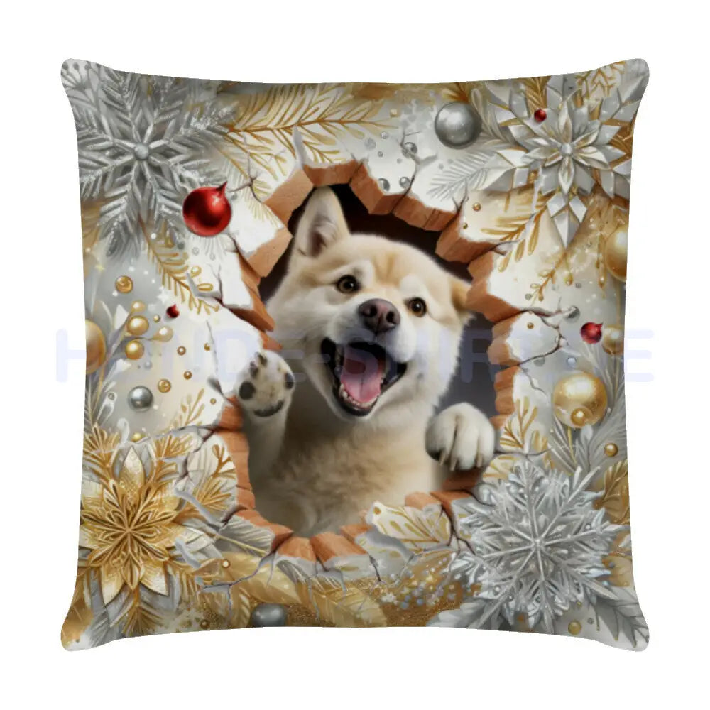 Kissen "Shiba Inu - Weihnachten" Weiß – hunde-shirt.de