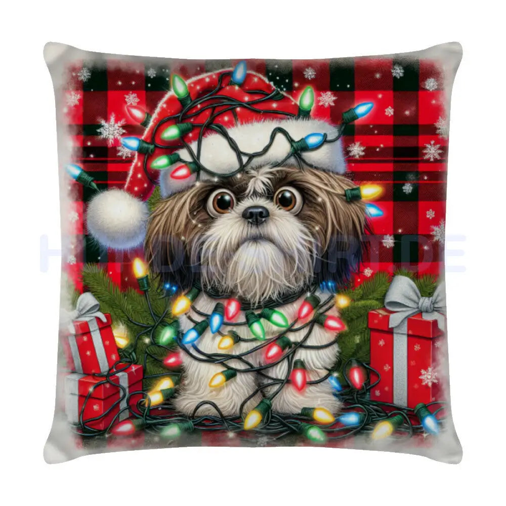 Kissen "Shih Tzu - Funny Christmas" Weiß – hunde-shirt.de