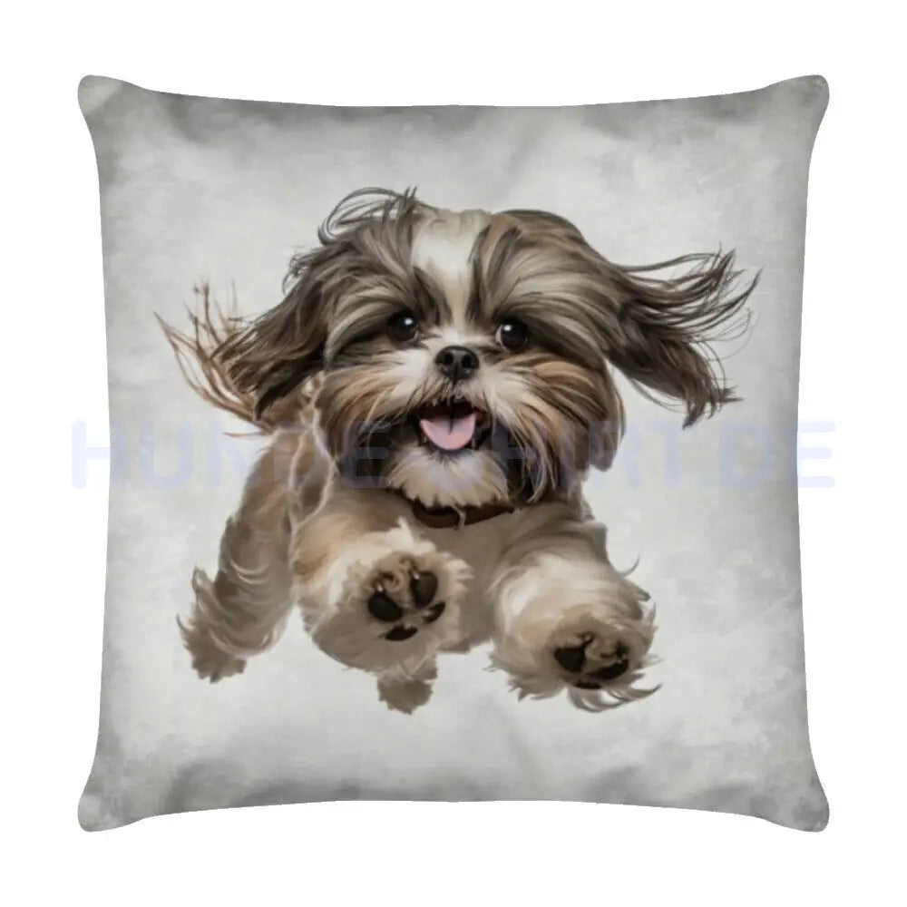 Kissen "Shih Tzu - Jump" Weiß – hunde-shirt.de