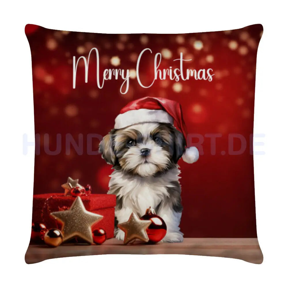 Kissen "Shih Tzu - Merry Christmas" Weiß – hunde-shirt.de