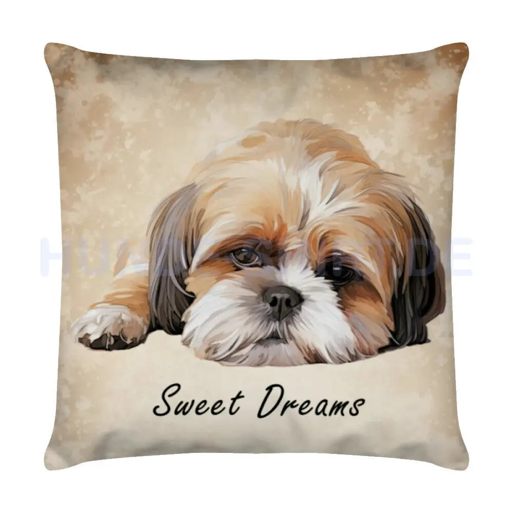 Kissen "Shih Tzu - Sweet Dreams" Weiß – hunde-shirt.de