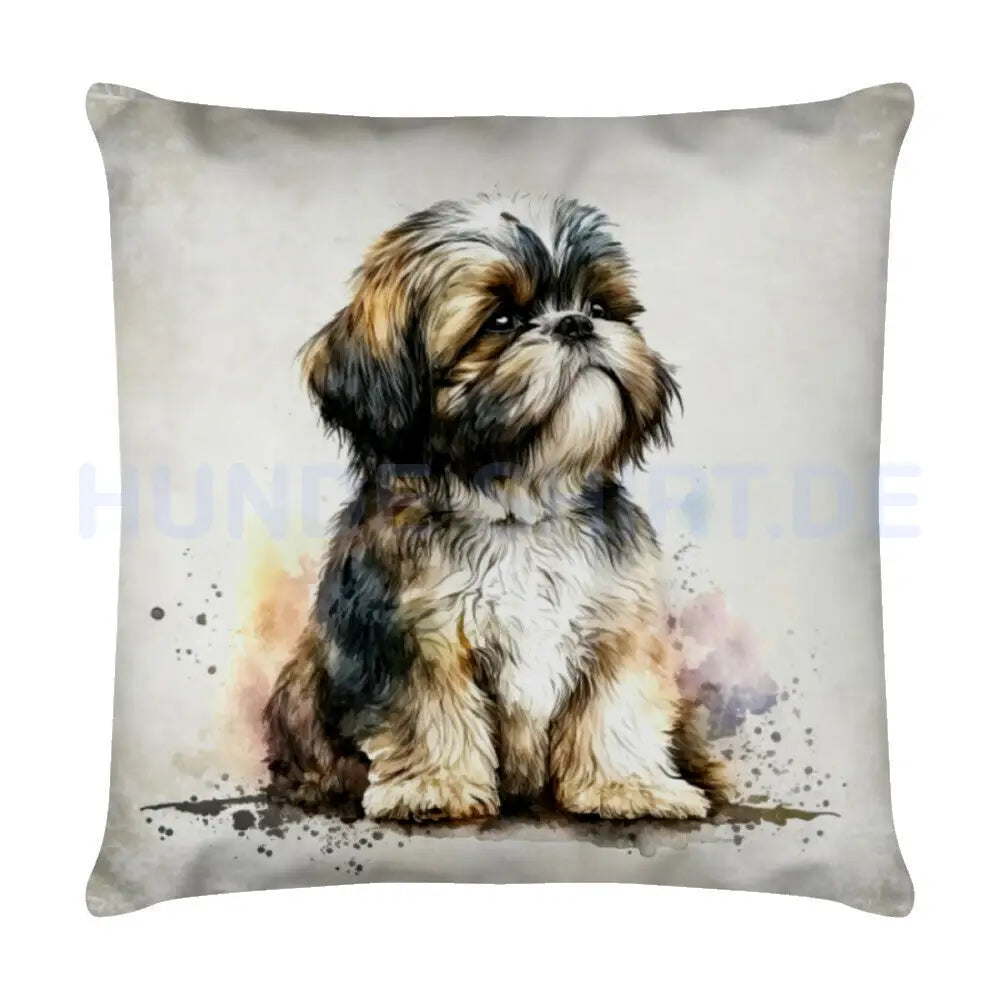 Kissen "Shih Tzu - Warten" Weiß – hunde-shirt.de