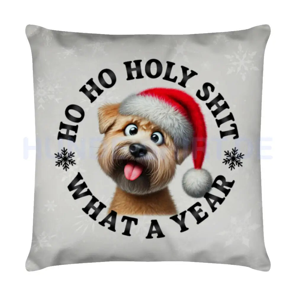 Kissen "Soft Coated Wheaten - HO HO..." Weiß – hunde-shirt.de