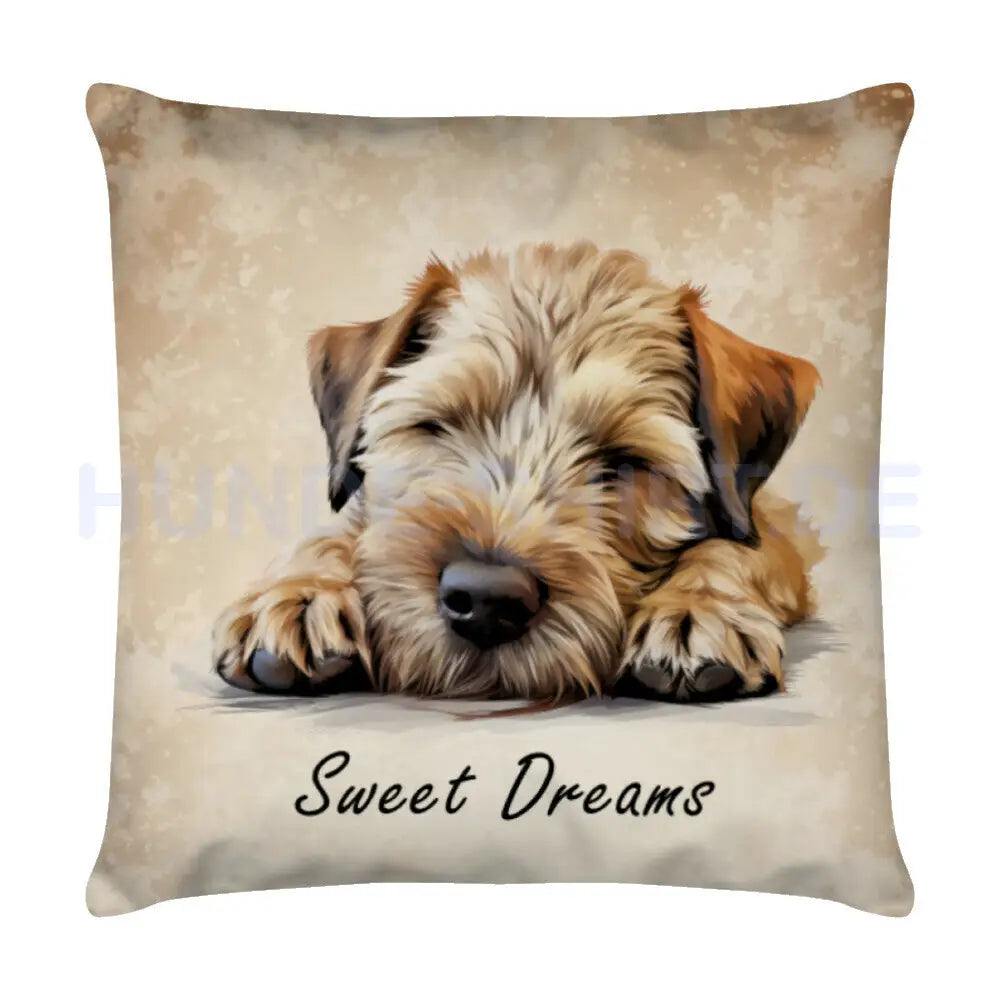 Kissen "Soft Coated Wheaten - Sweet Dreams" Weiß – hunde-shirt.de