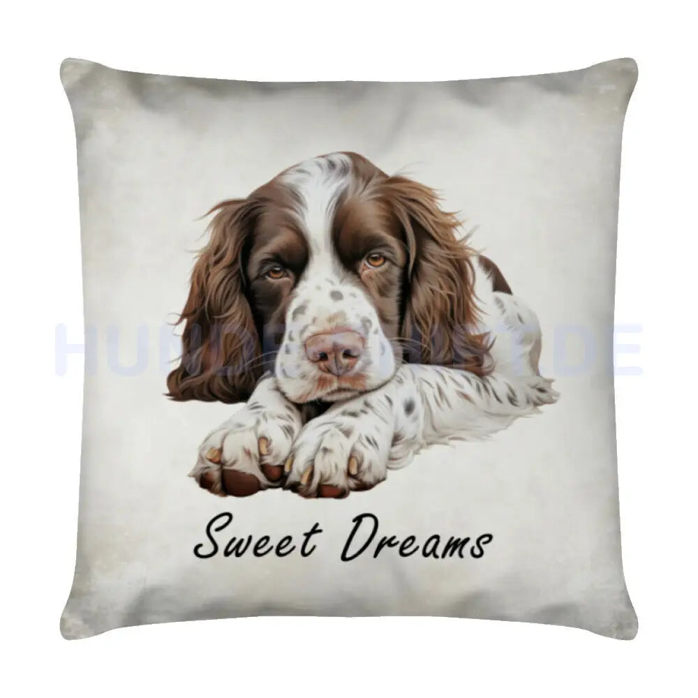 Kissen "Springer Spaniel - Sweet Dreams" Weiß – hunde-shirt.de