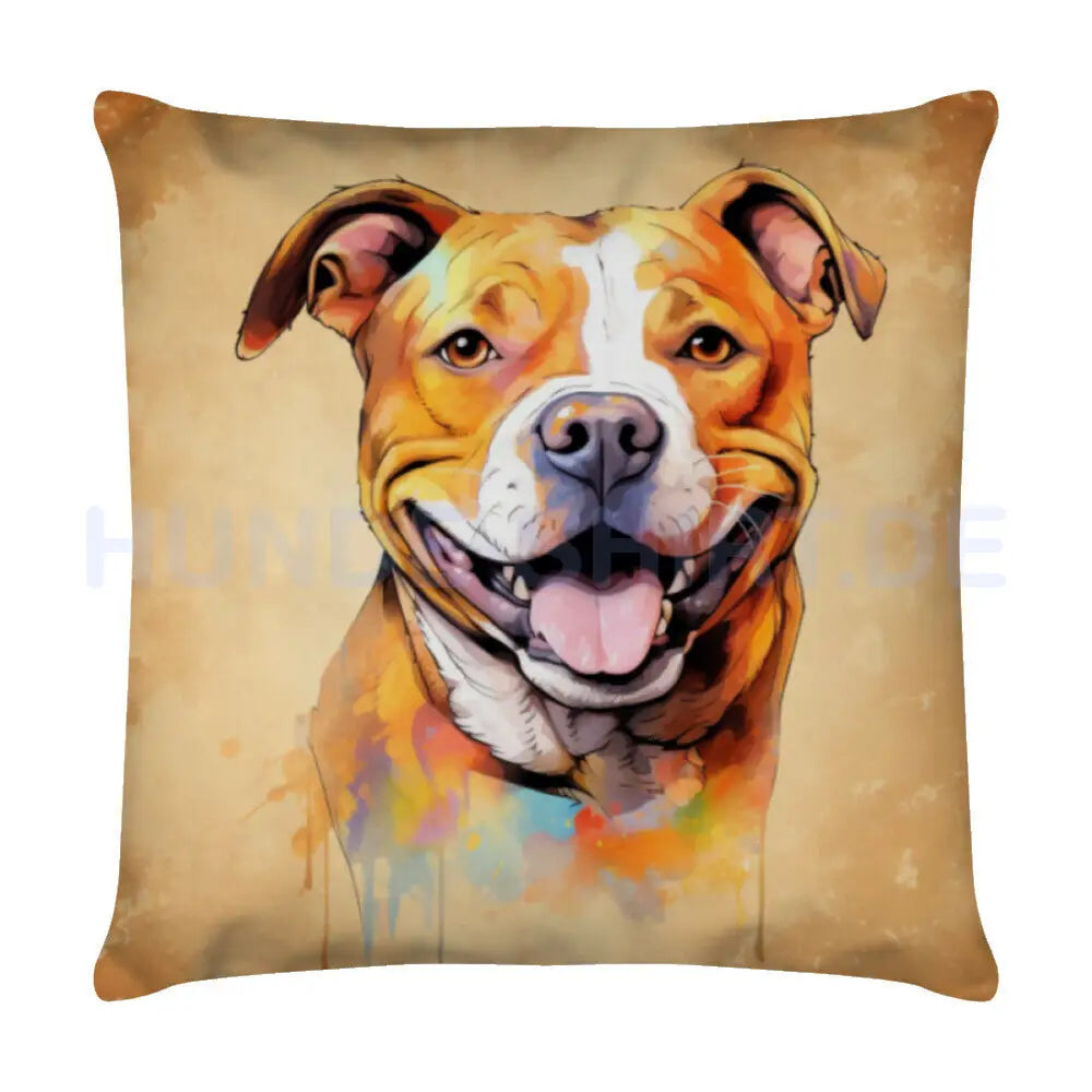 Kissen "Staffordshire Bull Terrier - Blick" Weiß – hunde-shirt.de