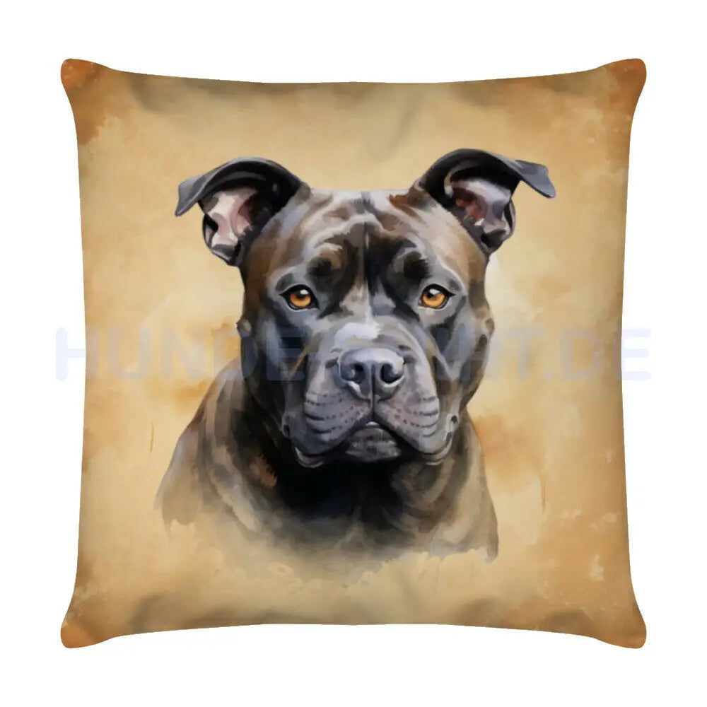 Kissen "Staffordshire Bull Terrier braun" Weiß – hunde-shirt.de