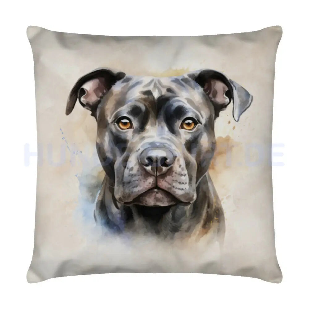 Kissen "Staffordshire Bull Terrier grau" Weiß – hunde-shirt.de