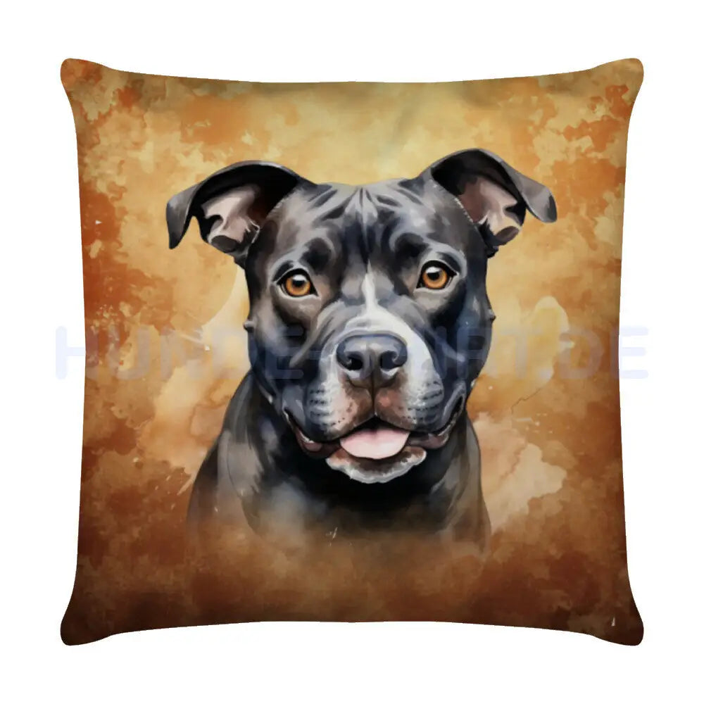 Kissen "Staffordshire Bull Terrier schwarz" Weiß – hunde-shirt.de